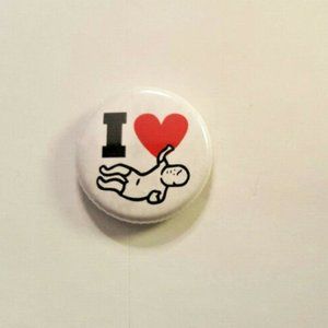 WRY BABY Parent Mommy I LOVE BABY Pinback Button CLEVER Humor Collectable L@@k